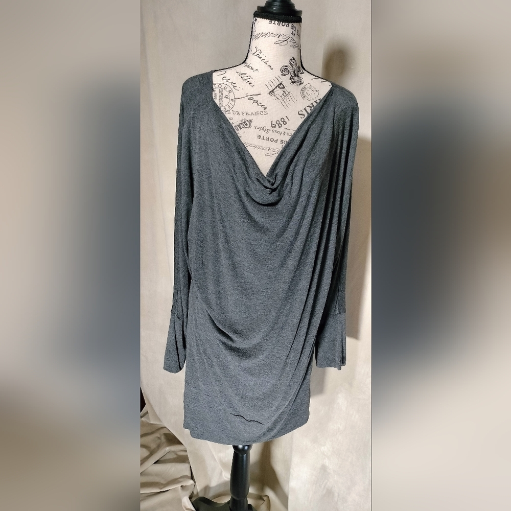 EUC! Poliana Plus Marled Gray Jersey Dolman Sleeve Tunic Dress. Size XL